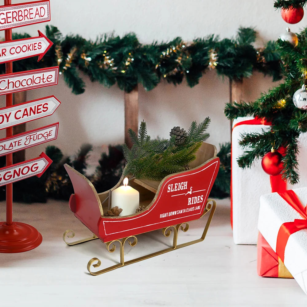 Christmas Craft Supplies Indoor Decoration Merry Christmas Red Sledge Sleigh