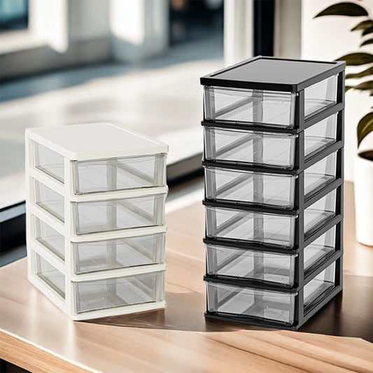 Multi-Layer Plastic Desktop Storage Box 2-6 Layers with Drawer for Home Office Stationery