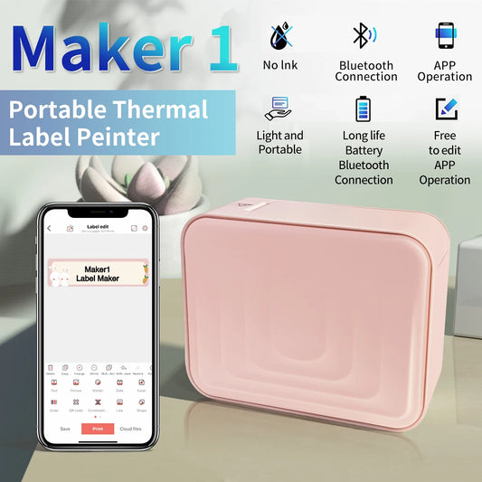 Marklife Portable Label Maker M1Thermal Label Printer Bluetooth Sticker Printer