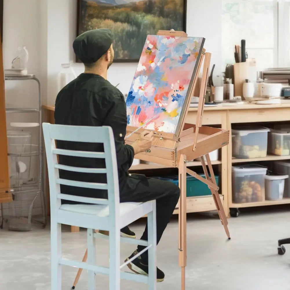 Wooden French Sketchbox Easel Artist Portable Drawing Sketching Board With Drawer Studio Field Sketch Easel For Beginner Adults