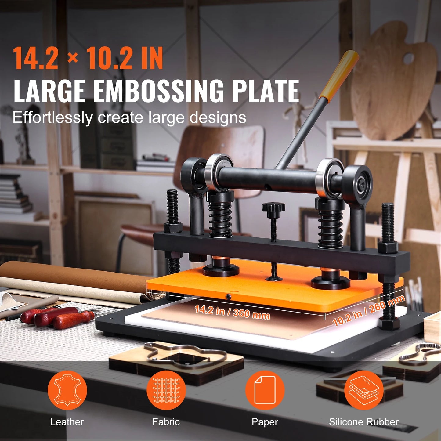 SucceBuy Leather Cutting Machine Embossing Plate Manual Die Cutter 0.47 in Pressure Stroke Leather Embossing Machine