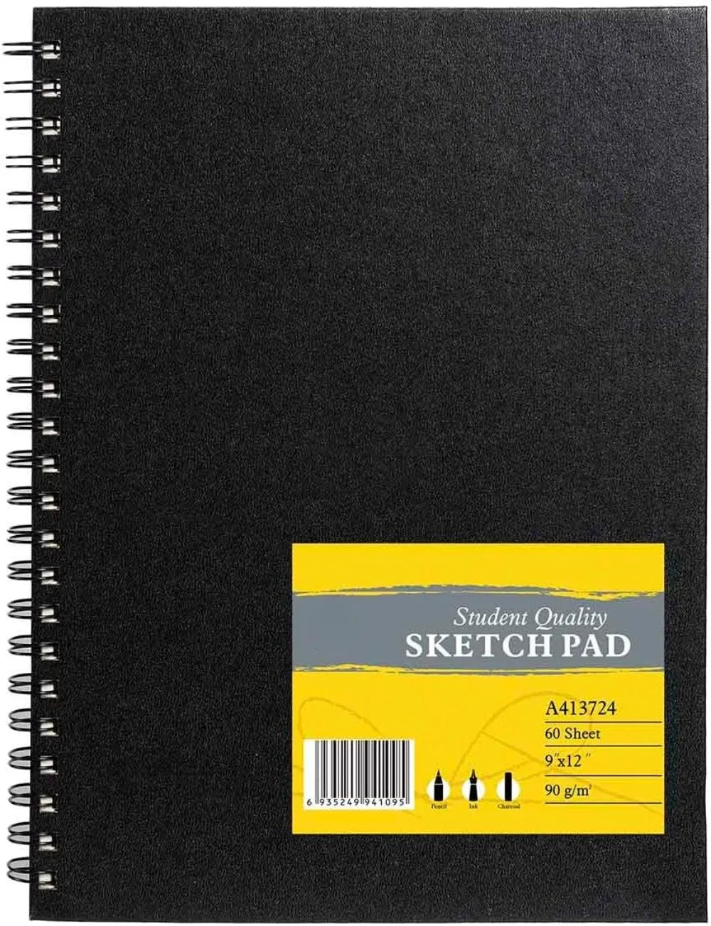 9"x12" double-sided hardcover sketchbook, 60 sheets, heavy-duty hardcover sketchbook, durable acid-free drawing paper
