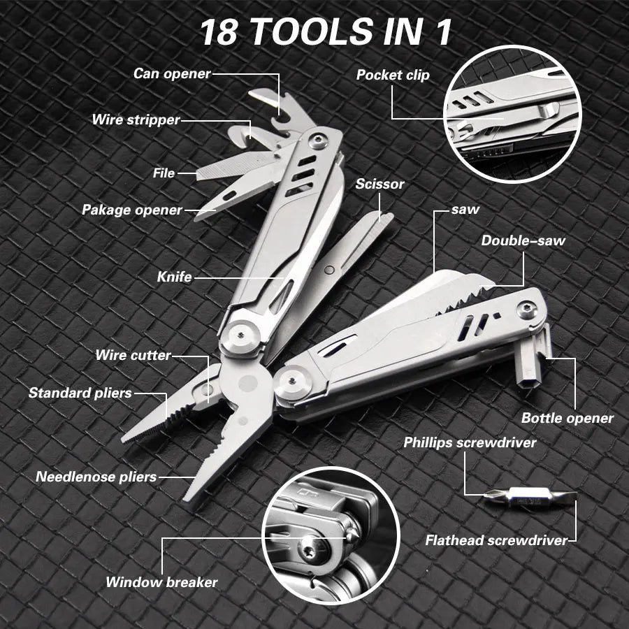Multifunctional Tactical Pliers Survival Tool - Camping Knife Portable Outdoor Multi-tool for Hiking, Emergency EDC