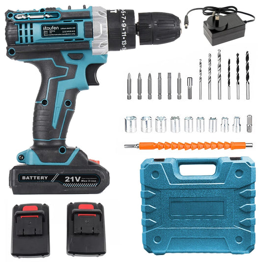 21V Cordless Drill Electric Screwdriver Electric Impact Drill Mini Wireless Power Driver DC Lithium-Ion Battery Power Tools