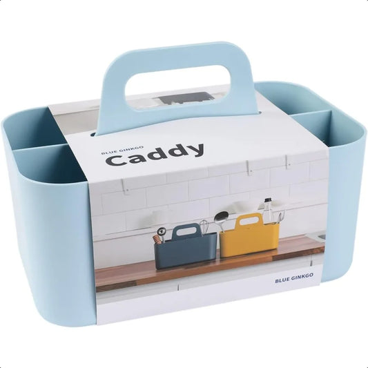 Stackable Organizer Caddy Portable Tote for Bathroom Office Crafts or School Supplies Rectangle Blue