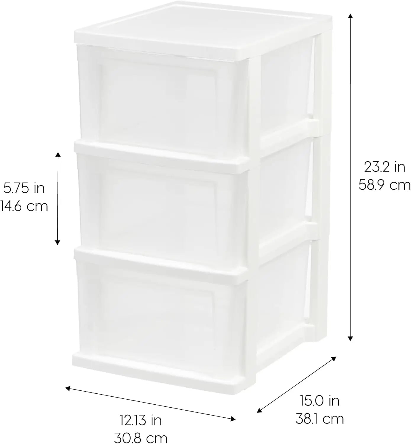 Plastic Drawer Storage Organizer, 3-Drawers, 2-Pack, for Classroom Art Craft Supplies,