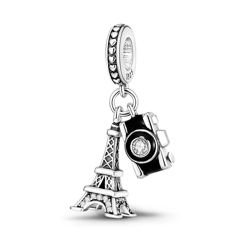 925 Sterling Silver Airplane Luggage Travel Pendants Bracelet Charms Fit Bangle For Women Jewelry Party Beads Gift DIY Accessory
