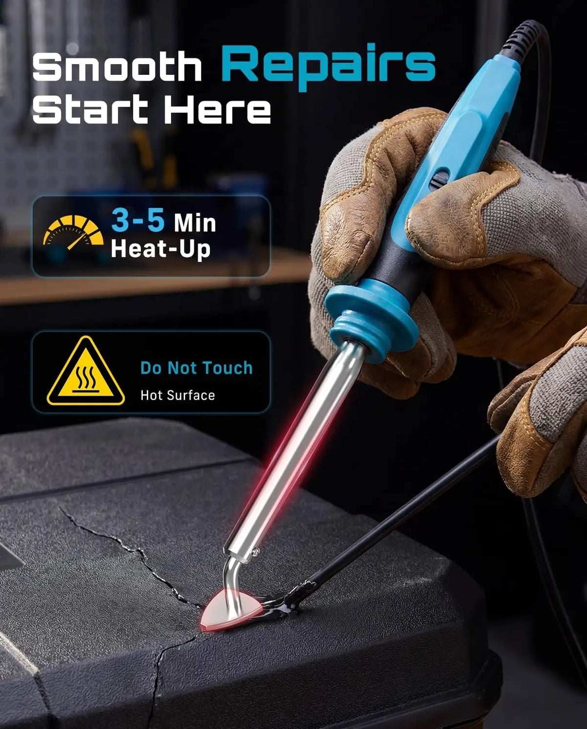 SEESII 150W Plastic Welding Machine Kit 2 in 1 Hot Stapler Plastic Repair Kit with 60W Soldering Iron Hot Stapler Welding Soldering Iron Garage Tool For Car Bumper Crack