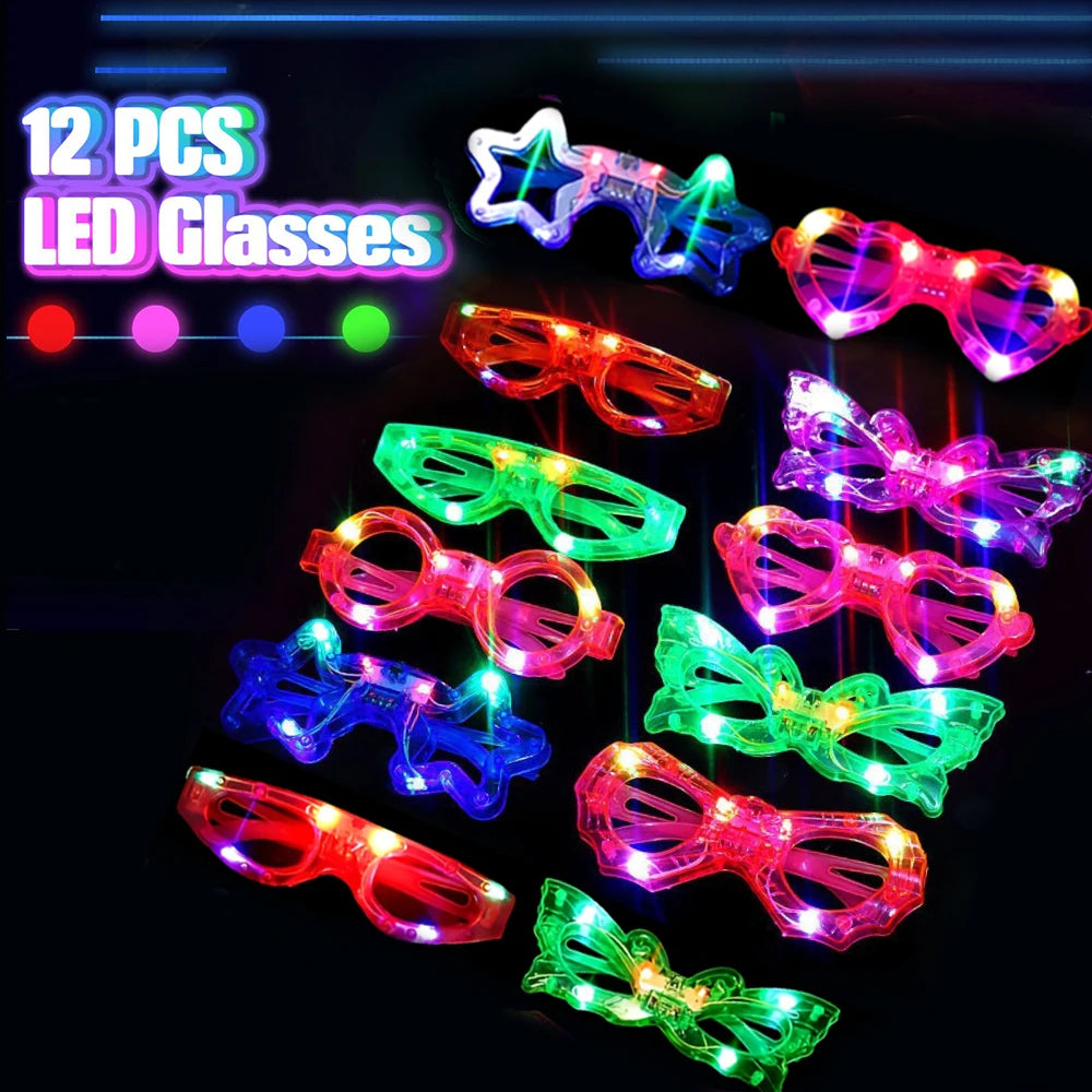 138pcs/Set Glowing Festival Party Kit - Includes 100 Glow Sticks, 12 Pairs of Neon Glasses, 20 Finger Lights, 6 Headbands, Chris