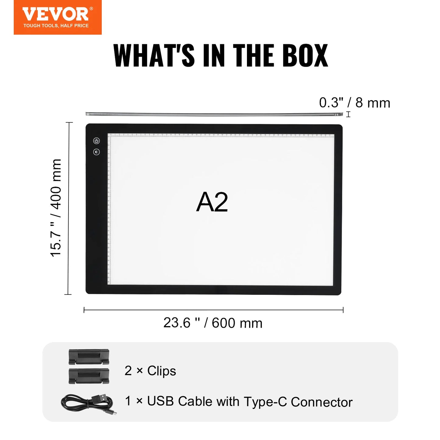 VEVOR Light Board A2/A3/A4 LED Light Pad Rechargeable Light Table for Tracing Light Box for Diamond Painting/Animation/Sketching