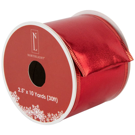Shimmering Red Wired Craft Christmas Ribbon 2.5 X 10 Yards