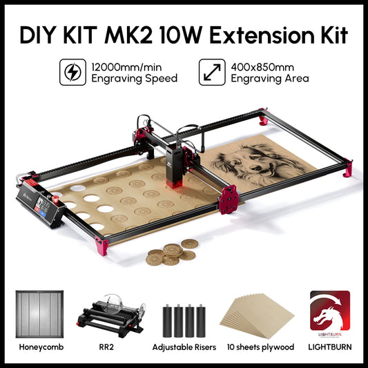 Algo Laser DIY KIT MK2 10W Touch Screen 400X850MM Large Area Woodworking for Wood Metal Crafting Customized Gift Batch Production