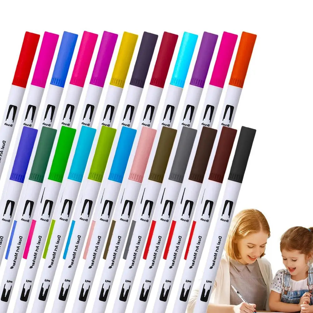 Brush Marker Pens Washable Artist Fine & Brush Pen Water Based Cards Drawing Craft Kit For Christmas Cards Drawing Hand