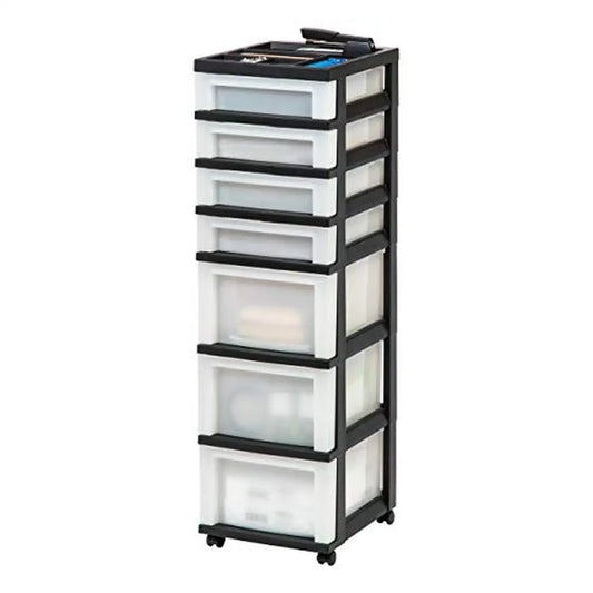 7-Drawer Rolling Storage Cart Organizer Office Classroom Supplies Craft Plastic Storage Cart with Smooth-Glide Casters