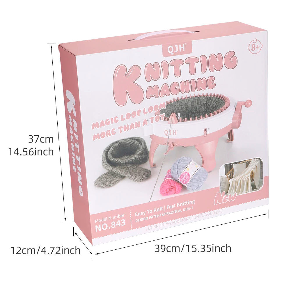 QJH 48-Needle Knitting Machine Kit | Portable,  DIY Loom for Scarves, Hats, Gloves More DIY Smart Hand Weaving Machine