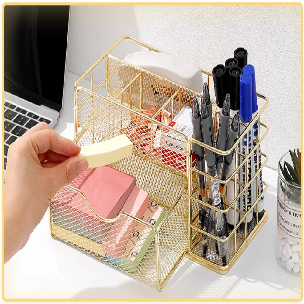 Multi-layer Metal Drawer Organizer - Compact Storage Box for Office Supplies, Stationery, Cosmetics, Jewelry, and Craft Accessor
