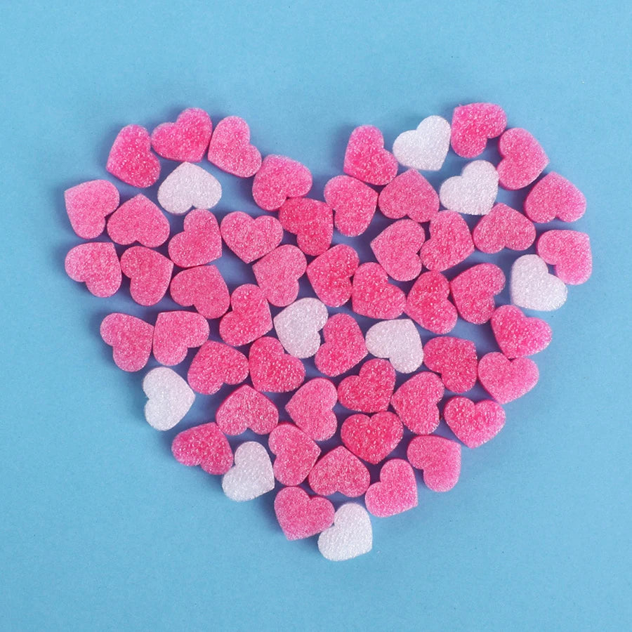 50pcs/bag Gift Box Fluffy Slime Filler Sludge Clay Pink Heart Love Beads Foam Strip Slime DIY Wedding Favors Flower Box Filler