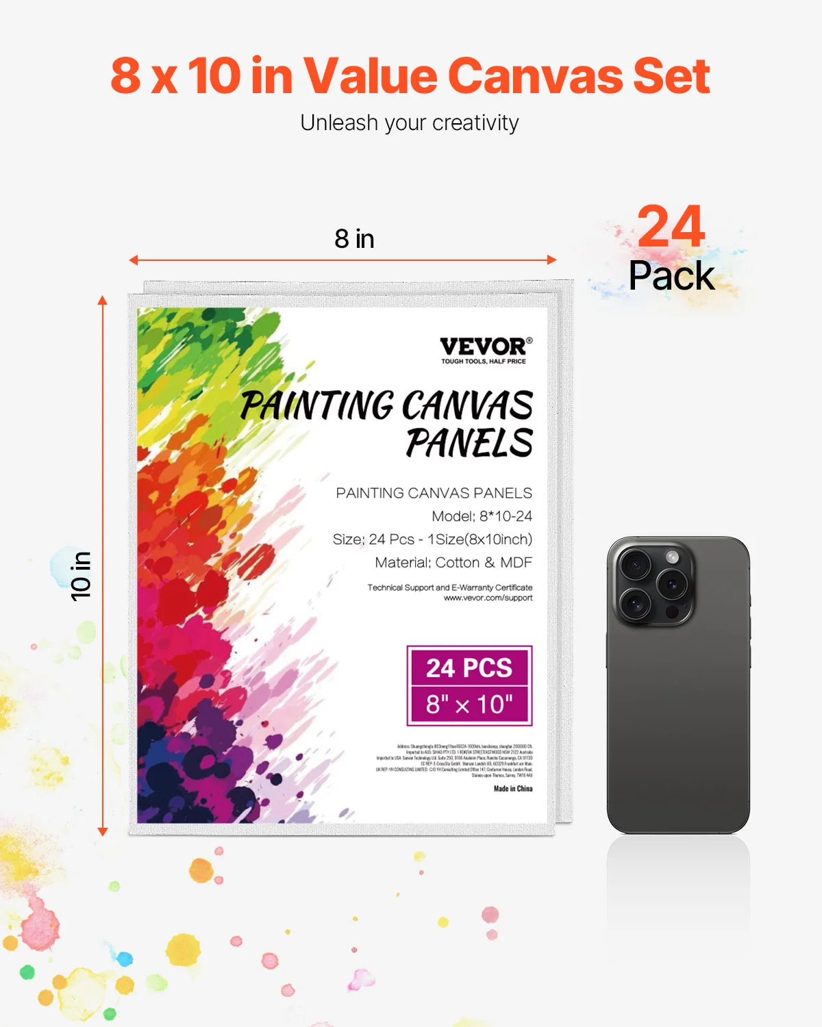 VEVOR Canvas Boards Painting White Canvases Painting Canvas Panels Sketching Acrylic Oil Painting Watercolor Paint Canvas