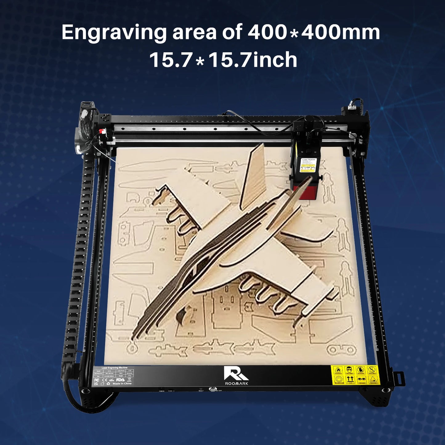 Roomark Laser Engraver Machine, 10 W Output Power High Precision Laser Cutter & Engraver for Wood Metal Acrylic Leather ，Class 4