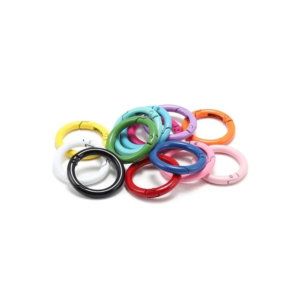 5Pcs/Lot 21 Colors Metal O Ring Spring Clasp Metal O Ring Spring ClaspKeychain Clips Hook Dog Chain DIY Jewelry Buckle Connector