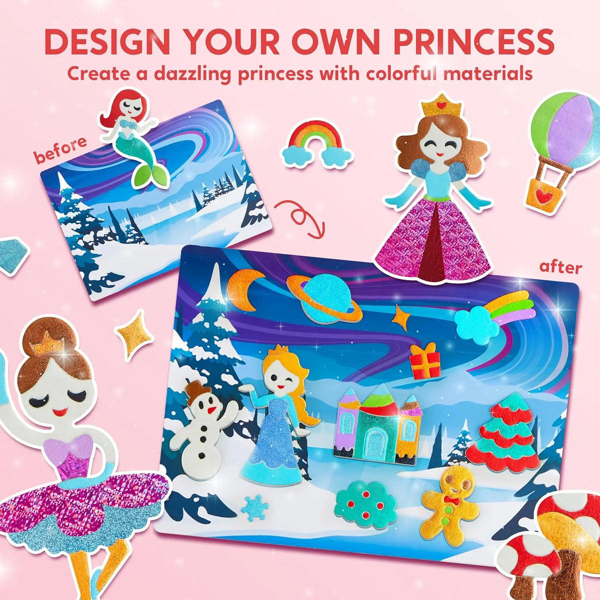 JOYFY Foil Art Kit Arts & Crafts Supplies Mess Free Coloring Foil Foam Stickers Creative Travel Toys for Kid Birthday Gifts
