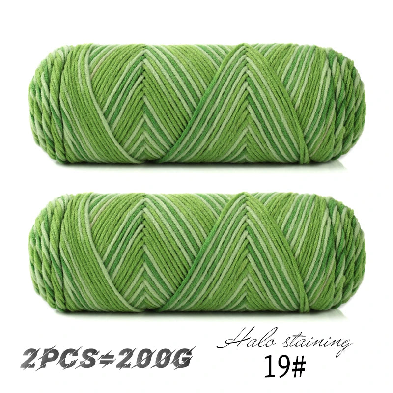 2 PCs Colorful 5-strand Dyed Milk Cotton Baby Sweater Yarn Self Woven Scarf Medium Thick Handmade DIY Woven Crochet Material Bag