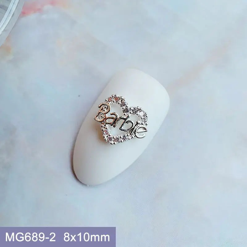 10pcs Luxury Kawaii Love Heart Pink Sailor Moon Star Nail Art Parts Zircon Manicure Nails Accesorios Supplies Decorations Charms