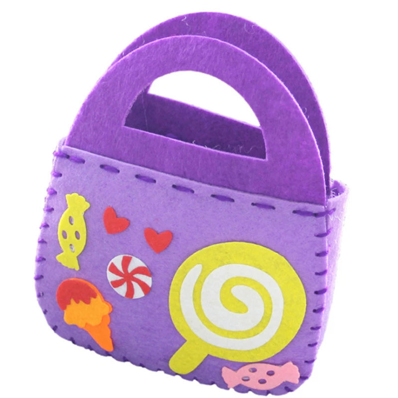 Sewing Joy Handmade Bag Cartoon Fabric Handbags Set DIY Sewing Toys  Non-woven Animal Butterfly Flower Bags Girls Craft Gifts