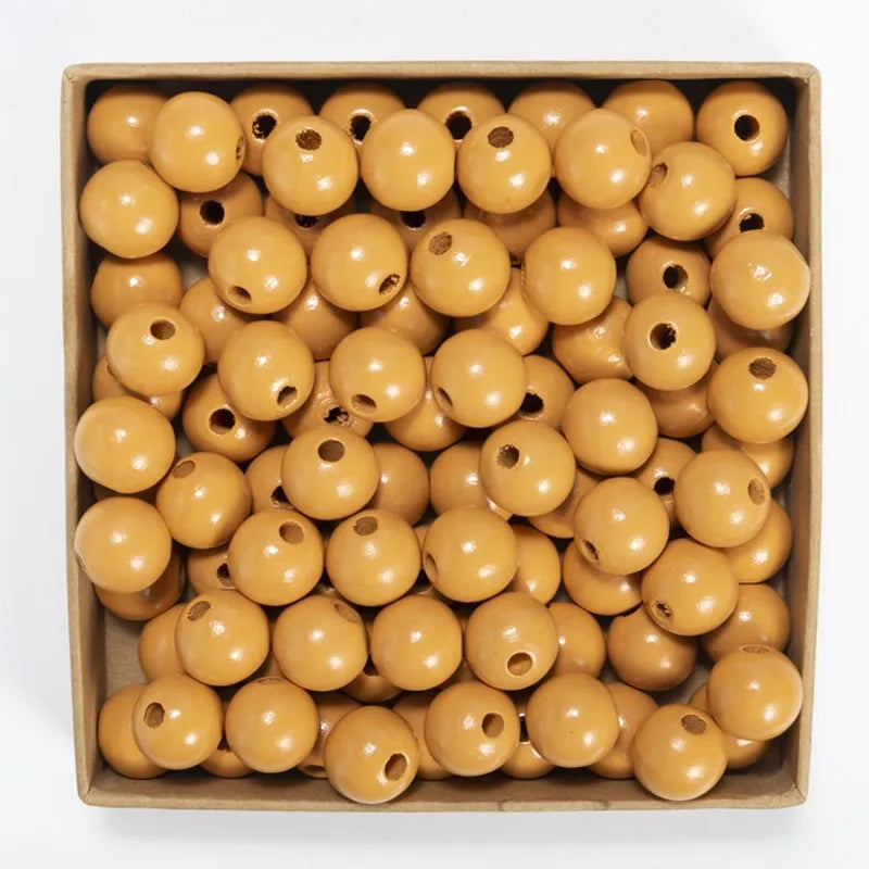 SOMESOOR 50pcs 16mm 0.63IN Natural Wooden Beads Multi Colors Round Shaped DIY Craft Wood Bracelet Necklaces Jewelry Accessories