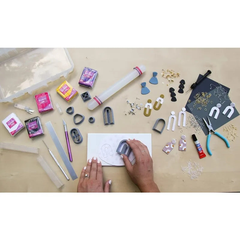 THE CLAYFUL CO. Polymer Clay Earring Making Kit for Adults - 40 Pairs of Earrings Professional Jewelry Making Kit - Premium Oven