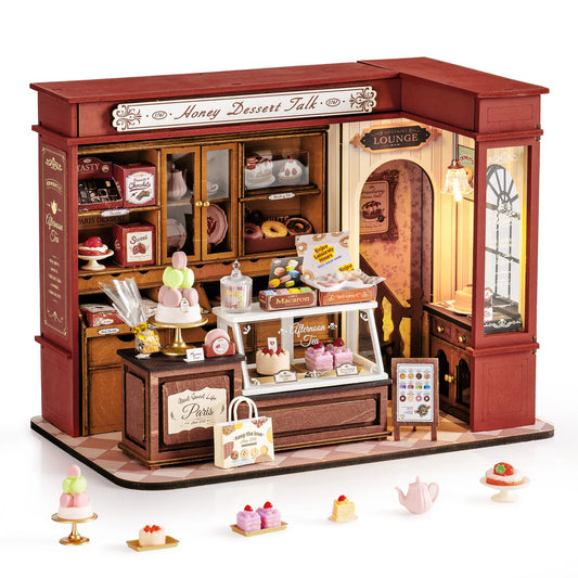 Rolife DIY Miniature House Kit Honey Dessert Talk 3D Puzzle Dollhouse Building Model Kit Home Desk Decor Gift for Adult Friends