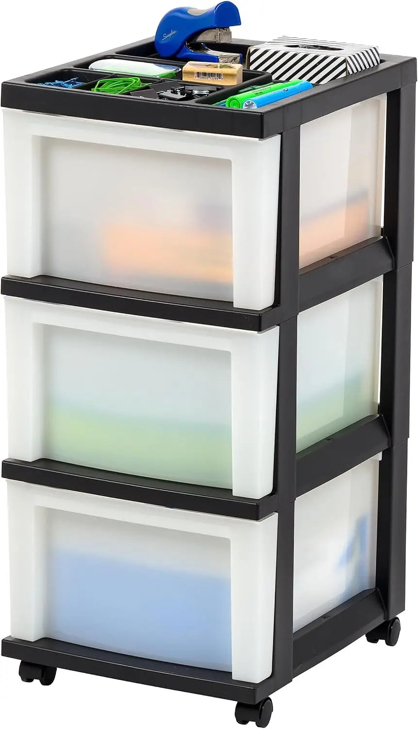 USA Plastic Drawer Storage Organizer Rolling Cart, with Wheels Casters,  for Classroom Art Craft Supplies Dresser Closet