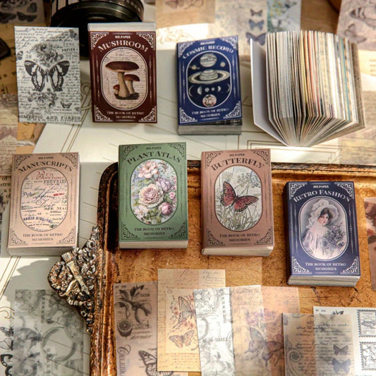 6 models of 600 sheets Vintage, Non Sticky Memo Pad for DIY Crafting