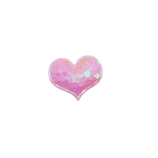 10Pcs  Glitter Seaquins Heart Padded Appliques For DIY Clothes Hat Shoes Sewing Patches Handmade