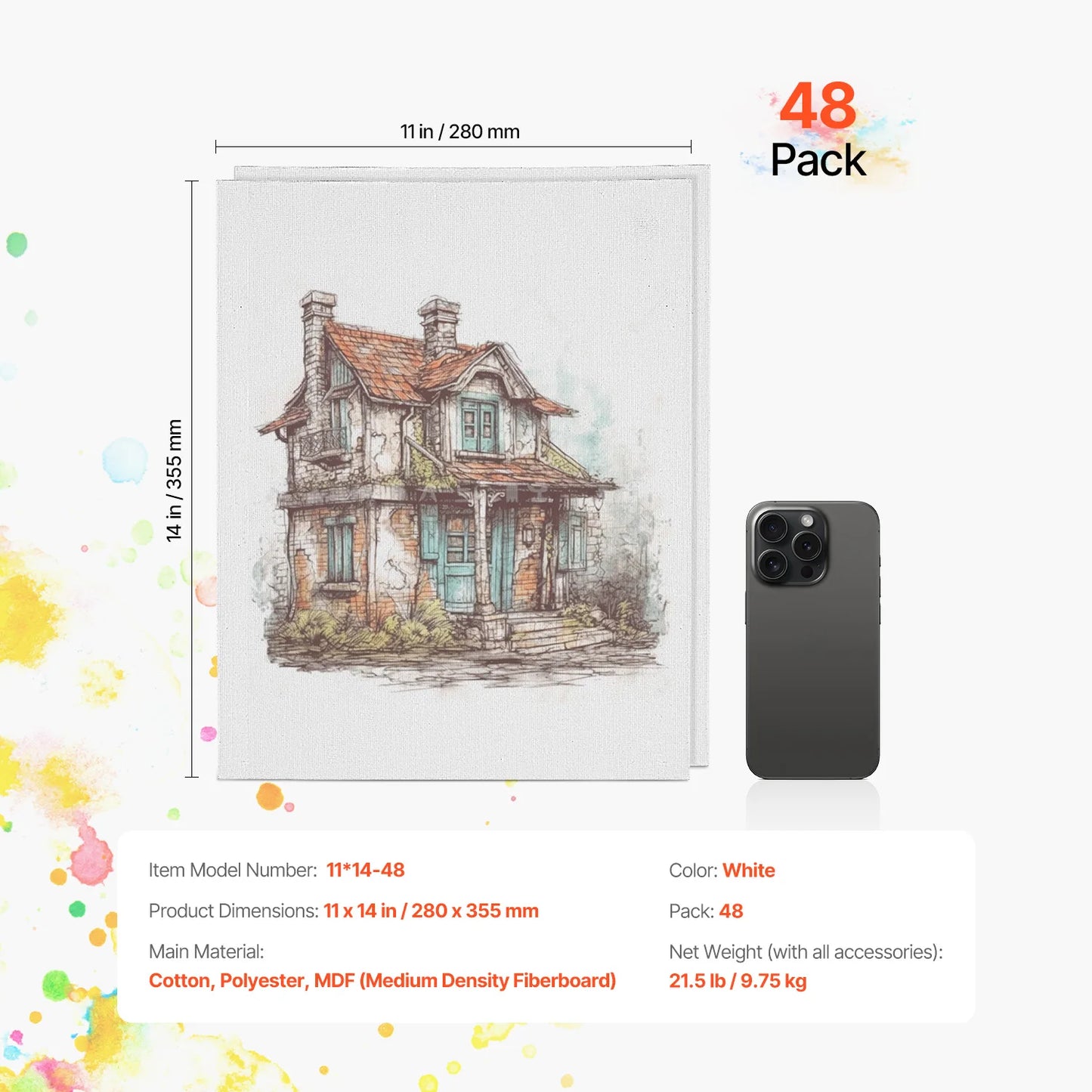 VEVOR Canvas Boards Painting White Canvases Painting Canvas Panels Sketching Acrylic Oil Painting Watercolor Paint Canvas