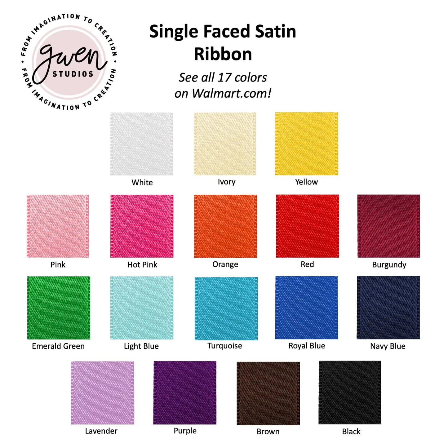 Yellow Single Face Satin Ribbon, 3/8 X 100 Yards by Gwen Studios