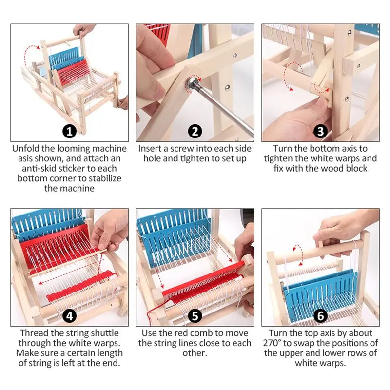 ABYN-Wooden Multi-Craft Weaving Kit, Hand Weaving Crochet Wool Yarn Project, Manual  DIY Wool Knitting Machine Tool