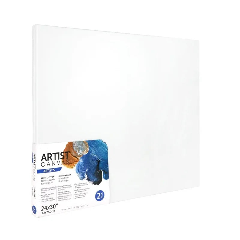Popular Artist Stretched Canvas, Deluxe Canvas, For All 30", Skill Levels, 24"X30", 2 Pack, 100% Cotton Acid Free（White）