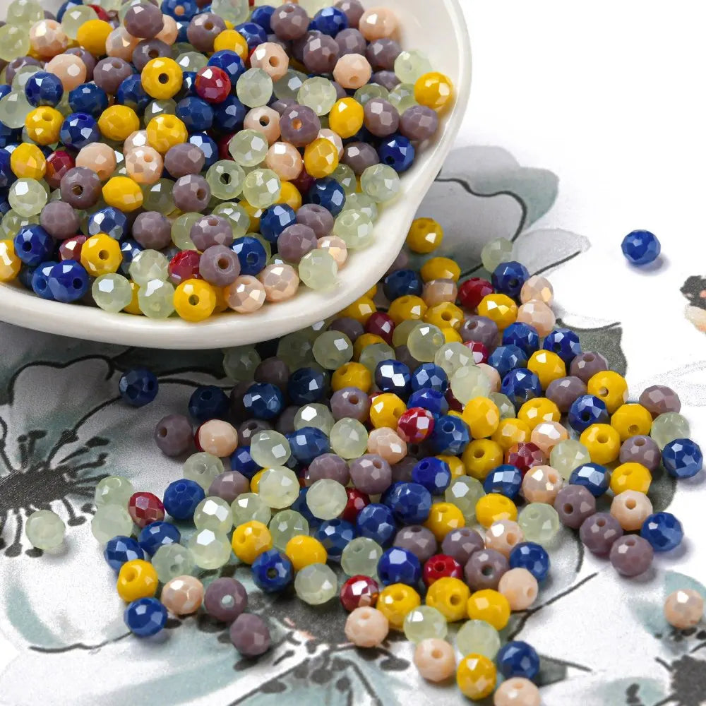 about 60g Faceted Glass Beads 4mm 6mm Rondelle Spacer Loose Beads for Earring Bracelet Necklace Jewelry DIY Craft Making