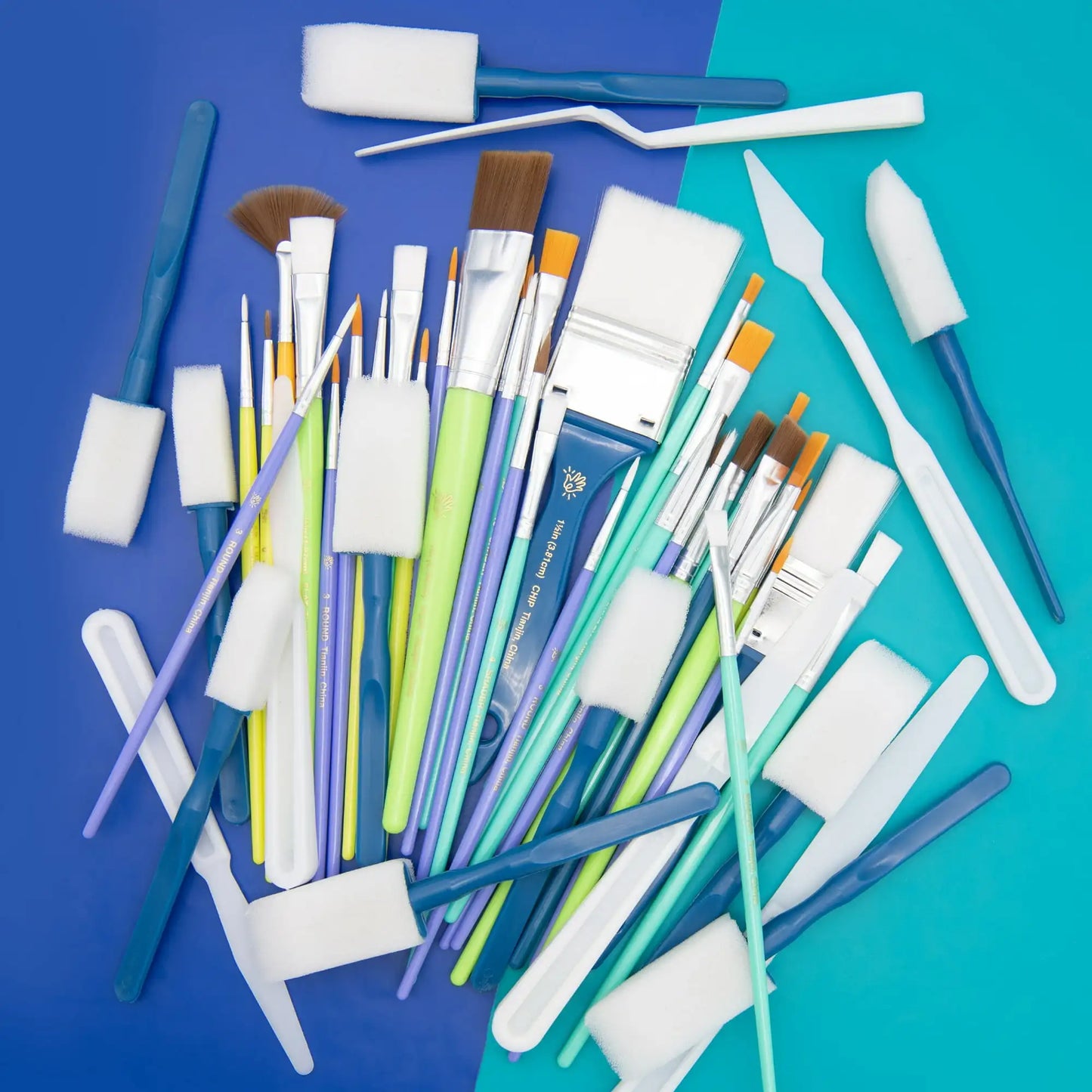 Hello Hobby Assorted Multicolor 50pc Variety Paint & Foam Brush Set, Adult, Teen