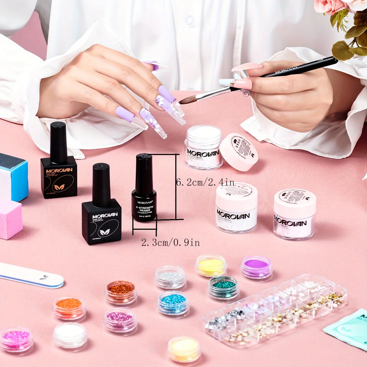 Morovan Professional Beginner Acrylic Nail Starter Kit, Convenient All-In-One Kit For Home Salon,