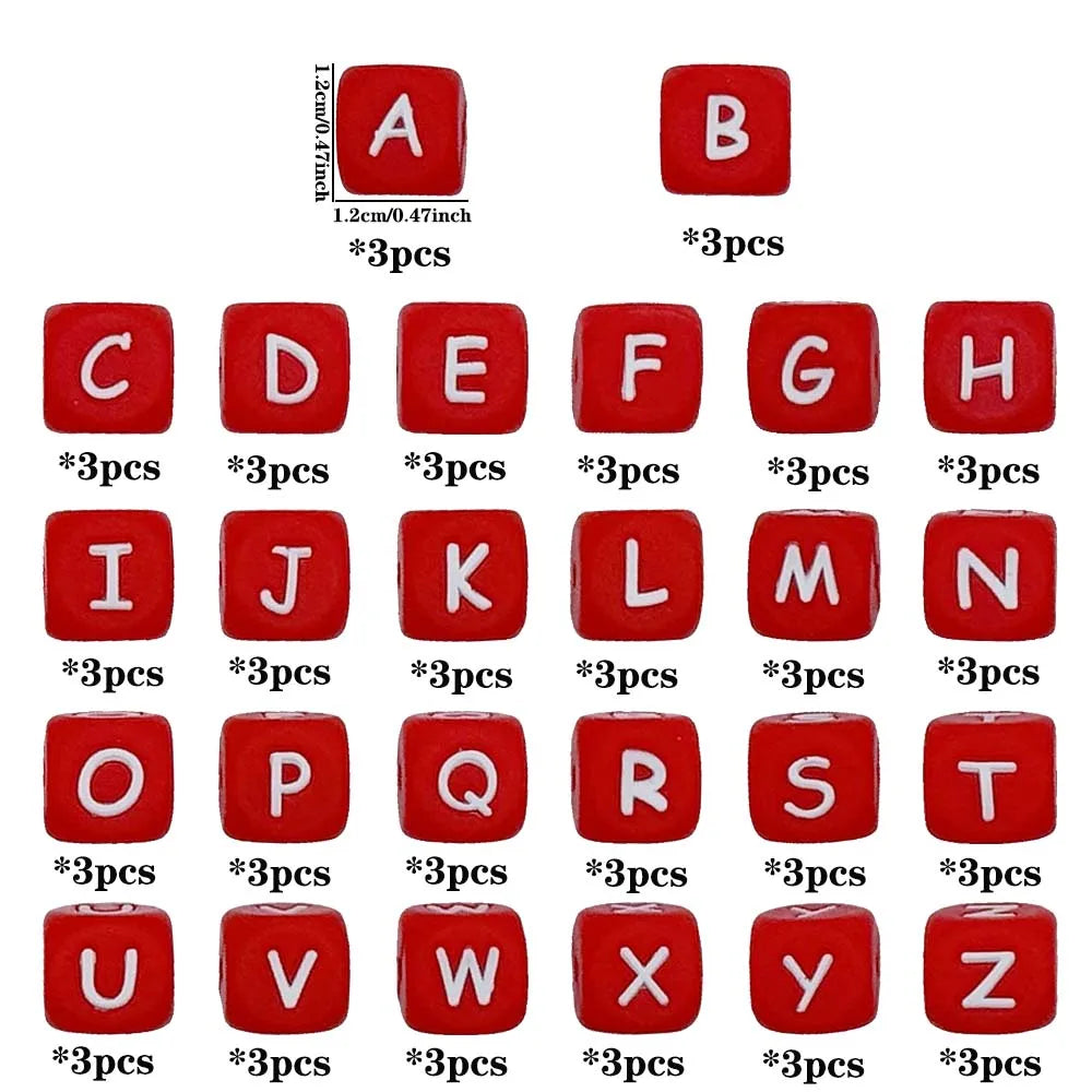 78pcs 12mm Silicone letter beads for DIY Key Chains Necklaces Bracelets Bag Chains Pen Beads Loose Beads Focus Bead