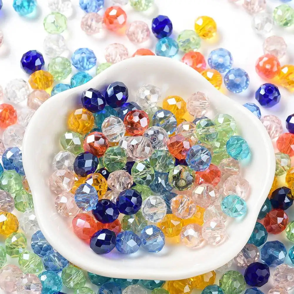 about 60g Faceted Glass Beads 4mm 6mm Rondelle Spacer Loose Beads for Earring Bracelet Necklace Jewelry DIY Craft Making