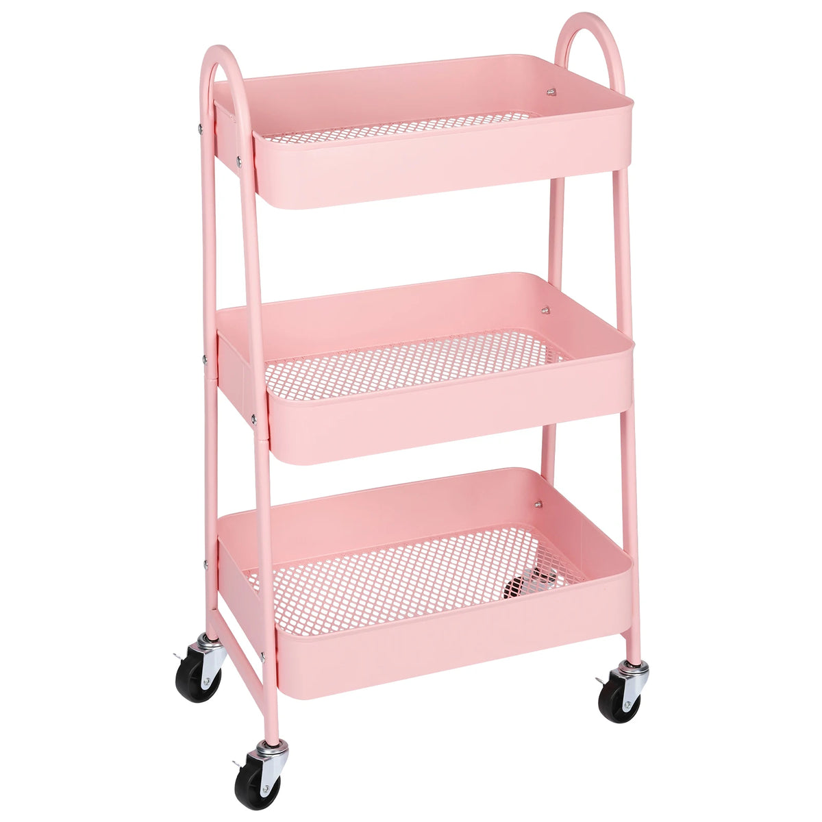 JHK 3 Tier Metal Storage Cart with Lockable Wheels Mobile Shelving Unit Utility Rolling Organizer For Home Narrow Places