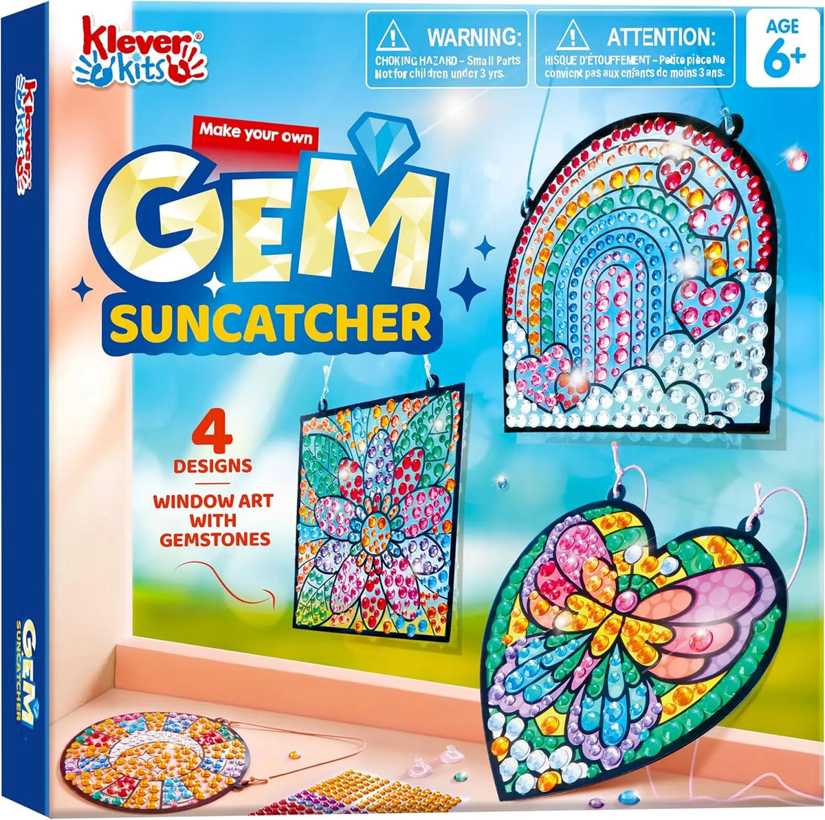 JOYFY 4PCS Window Art 2-in-1 Diamond and Gels Gems and Gels Suncatcher Arts & Crafts Toys for Kids Christmas Birthday Gifts