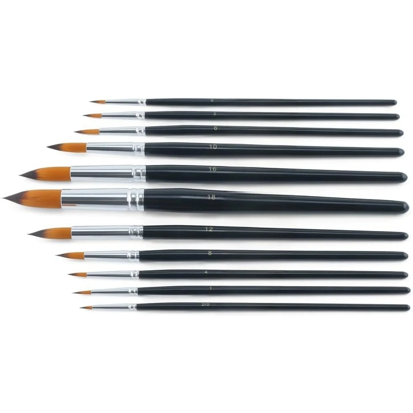 11pcs Round Paint Brush Basic Set for Watercolor, Acrylic, Gouache, Ink, and Tempera Painting