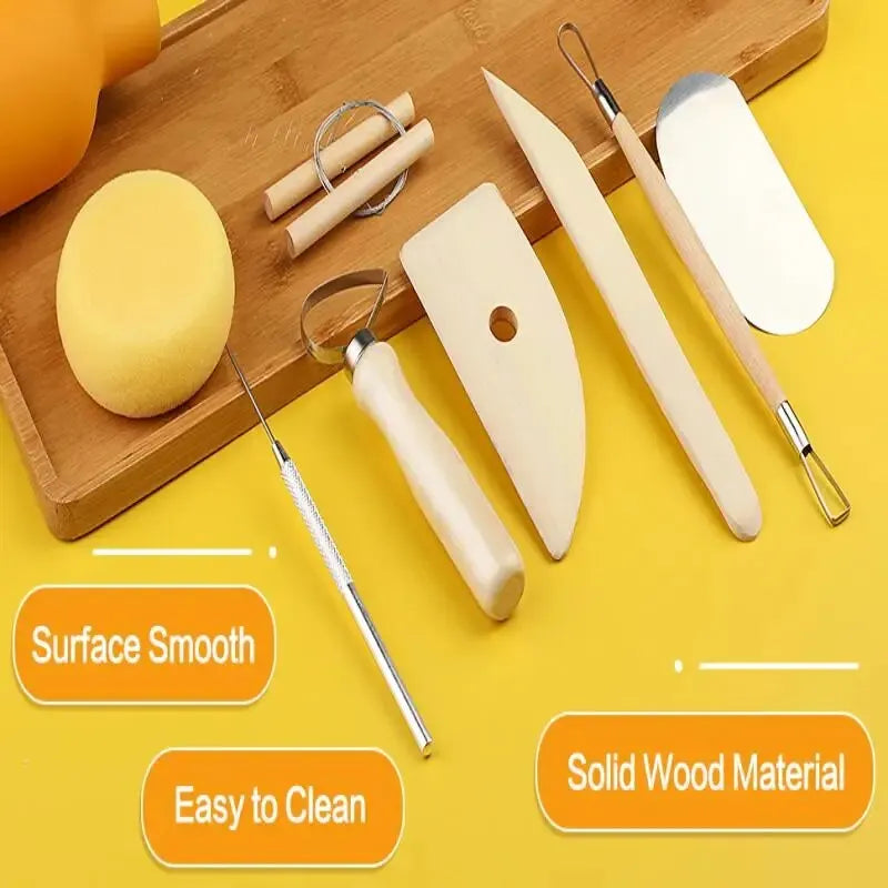 8Pcs/Set Clay Tools DIY Ceramics Molding Tools Wood Knife Pottery Tool Set Clay Sculpting Kits Carving Ceramic Tools Practical
