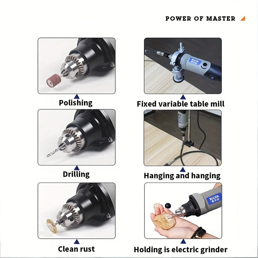 HILDA 500W Rotary Tool Variable Speed Rotary Tool Accessories Kit Cutting Detail Sanding Engraving Wood Carving and Polishing