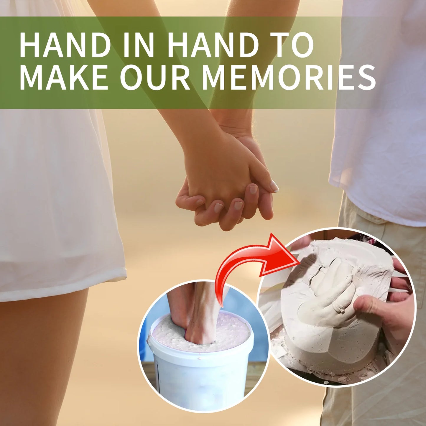 3D Hands Casting Kit DIY Hand Mold Kit with Bucket Powder Sandpaper Stick Preserve Memories Sculpture for Couples Families
