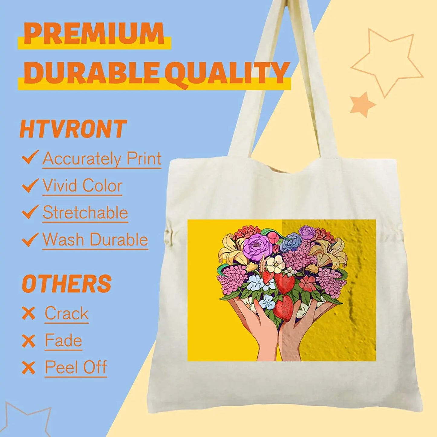 HTVRONT 20pcs Light &Dark Fabric 8.5x11in Heat Transfer DIY Cotton T-Shirt Iron On Transfer Paper for Inkjet Printer